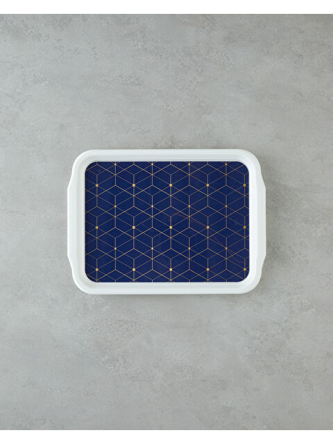 English Home Geometric Glow PP Kaydırmaz Tepsi 34x25 Cm Lacivert – Gold - S000437196-21164