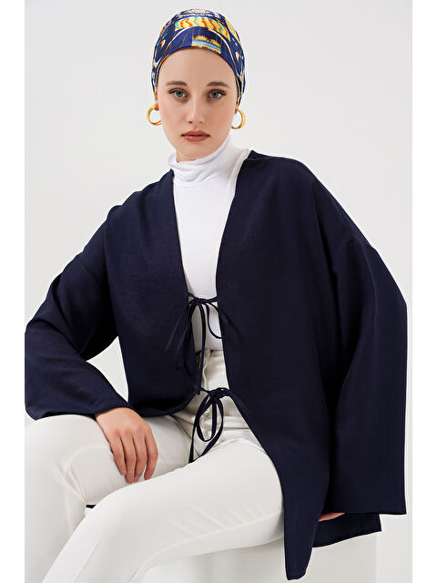 Bigdart Keten Tesettür Kimono 5968 - Lacivert - S000380182-21164