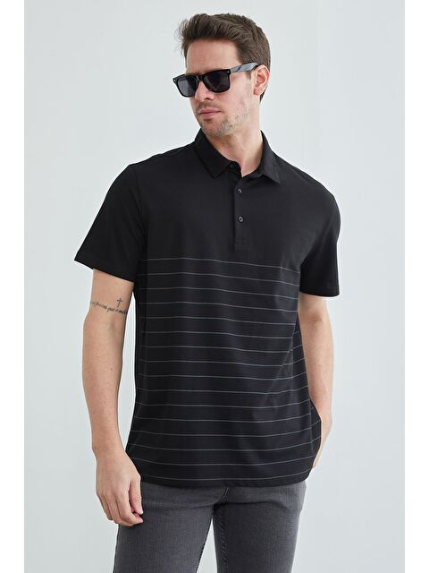 Fullamoda Çizgili Düğmeli Polo Yaka Tişört - S000515076-19351
