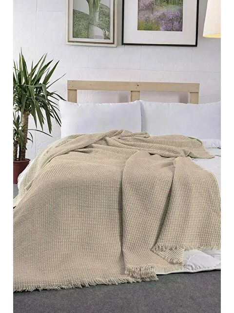 Çeyiz Diyarı Lora Çift Kişilik Tek Pike 200x230 cm Bej - S000496404-19928