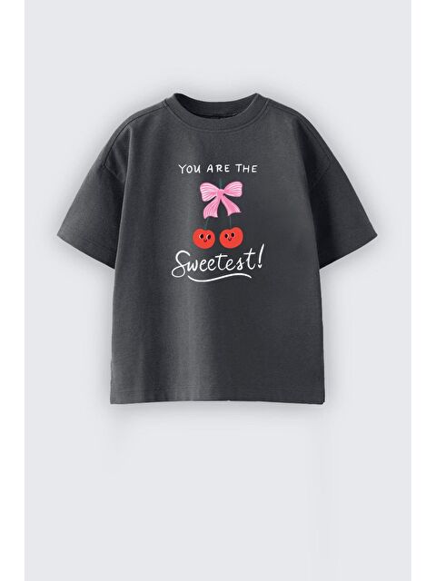 Monila Kız Çocuk Kiraz Baskılı Pamuklu T-Shirt - S000518191-29666
