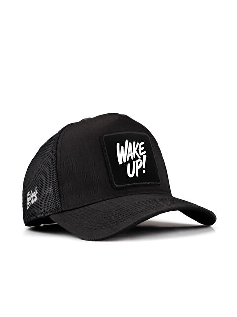 BlackBörk Wake Up Logolu Siyah Cordura Trucker Şapka