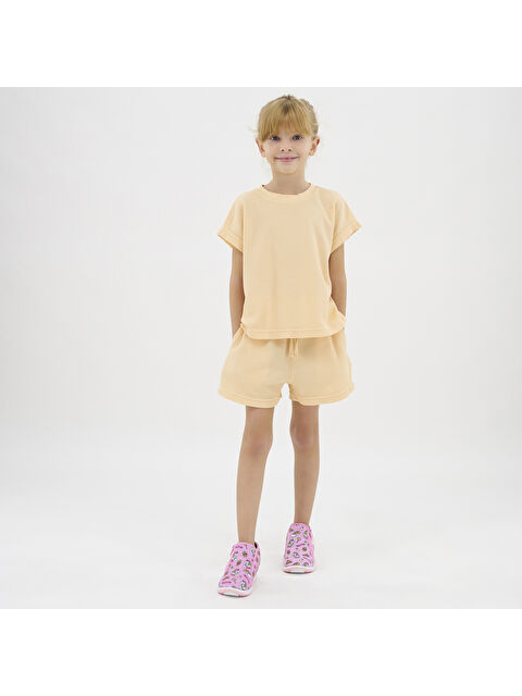 Panço Kız Çocuk Özel Dokulu Kumaşlı Şortlu Takım - S000265483-24085