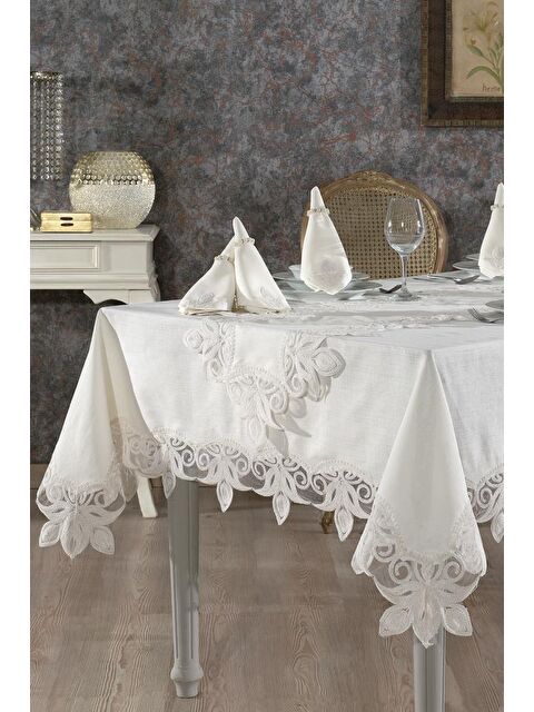 Çeyiz Diyarı Fikriye Masa Örtüsü 26 Parça Krem - S000496413-19966