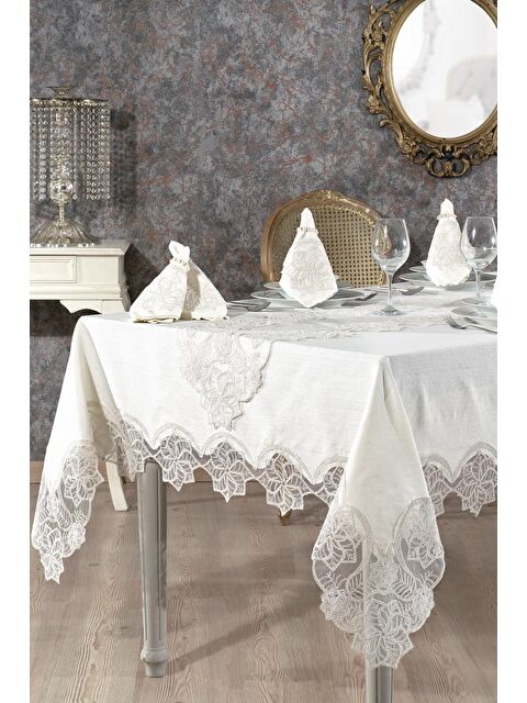 Çeyiz Diyarı Gönül Masa Örtüsü 26 Parça Krem - S000496416-19966