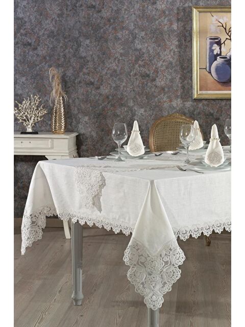 Çeyiz Diyarı Serap Masa Örtüsü 26 Parça Krem - S000496417-19966