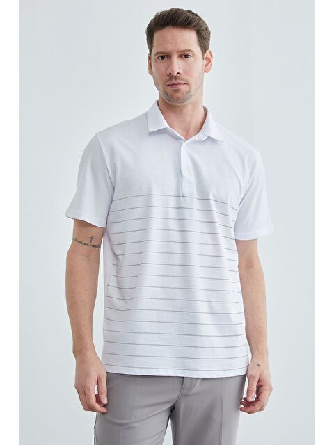 Fullamoda Çizgili Düğmeli Polo Yaka Tişört - S000515076-20063
