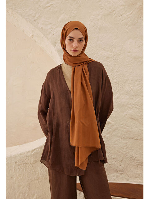 Fresh Scarfs İnce Pamuk Vual Şal Tütün - S000420394-20839
