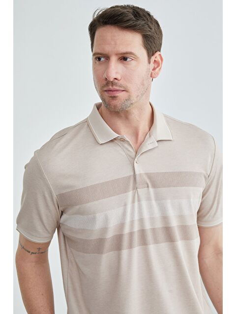 Fullamoda Şeritli Düğmeli Polo Yaka Tişört - S000514147-19928