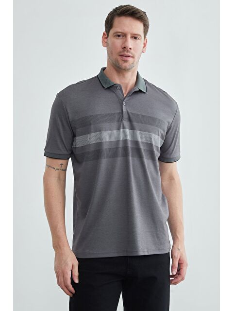 Fullamoda Şeritli Düğmeli Polo Yaka Tişört - S000514147-33408