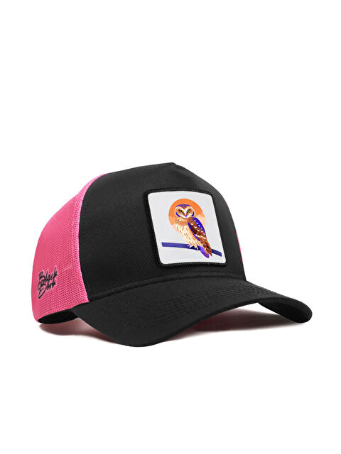 BlackBörk Baykuş Logolu Cordura Siyah-Pembe Trucker Şapka