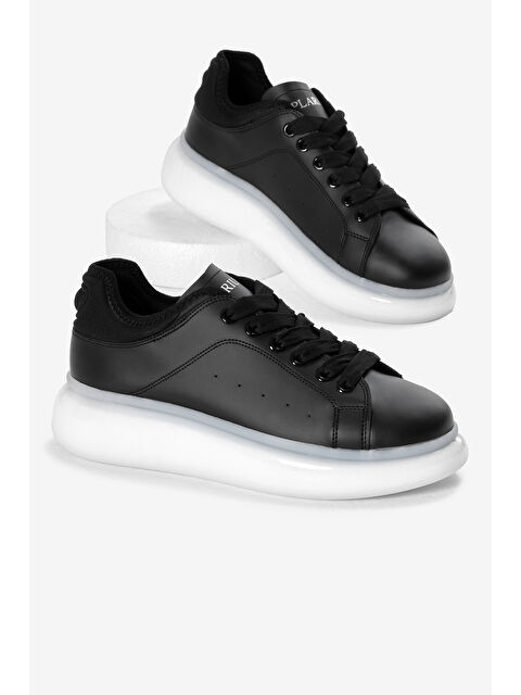 TONNY BLACK Erkek Siyah Beyaz Kalın Taban Bağcıklı Spor Ayakkabı - S000493912-37424