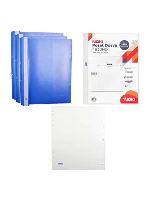 Noki HD Telli Dosya Mavi 3 lü HD Poşet Dosya 10 lu ve HD 1-5 Rakam Ayraç - S000127754-17234