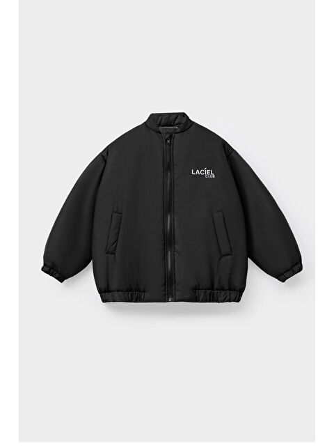 Magu Unisex Çocuk Siyah Bomber Mont – Fermuarlı, Cepli, Rahat Kesim - S000479874-19351