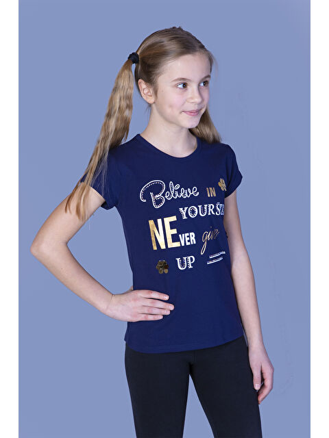 Toontoykids Kız Çocuk Never Pullu Baskılı Tişört - S000255408-21164