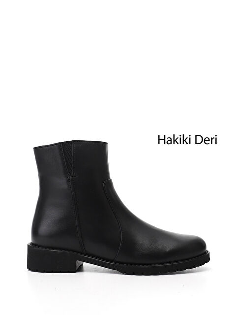 GÖNDERİ(R) Kadın SİYAH Fermuarlı Kauçuk Taban Hakiki Deri Bot - S000493480-19351