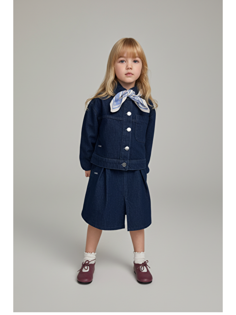 Magu Kız Çocuk Pamuklu Denim Ceket Ve Pileli Denim Etek Takım - S000479878-21164