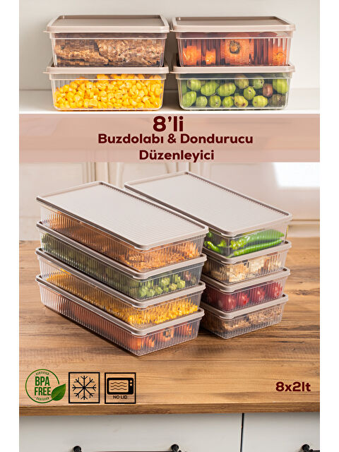 Porsima 5310 8li Buzdolabı Organizeri Mikrodalga Ve Derin Dondurucu Buzluk Bakliyat Saklama Kabı - 2lt - S000491483-17365