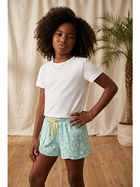 Katia And Bony Kız Çocuk Sea La Vie Palmiye Desenli Şortlu Pijama Takımı Beyaz - S000511485-20063