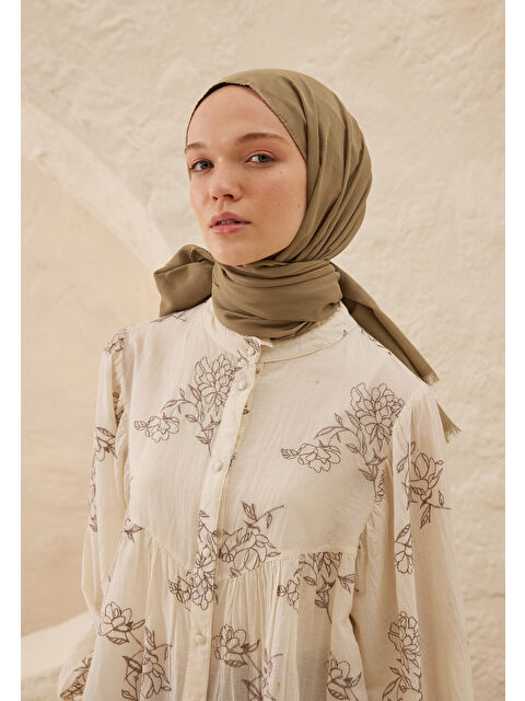 Fresh Scarfs İnce Pamuk Vual Şal Ceviz - S000420394-26429