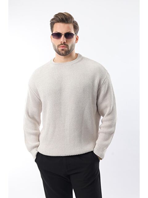 Madmext Gri Bisiklet Yaka Triko Erkek Kazak E7410 - S000436676-20600