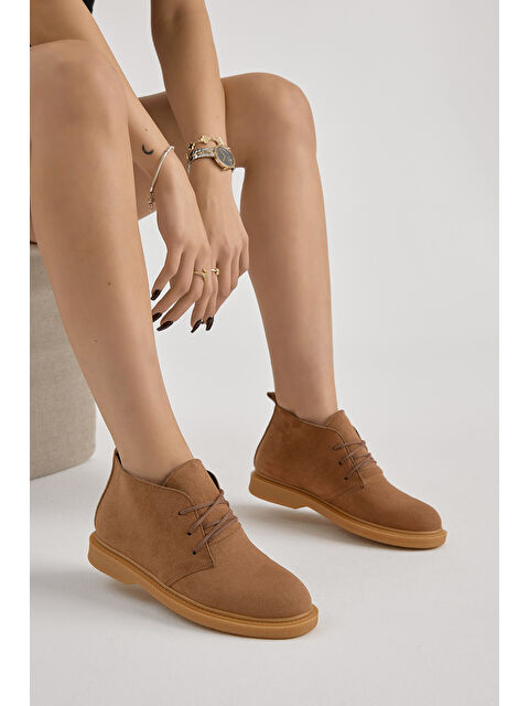 TONNY BLACK Kadın Taba Süet Termo Taban Bağcıklı Günlük Bot - S000493882-17365