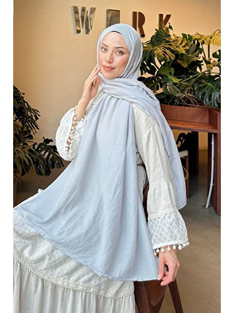 Lamelif Comfort Pamuk Şal Gümüş Gri