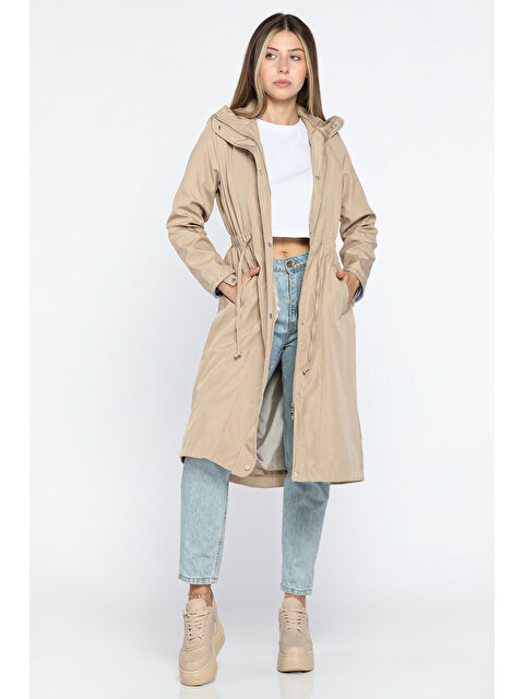 Gülseli Kadın Bel Bağcıklı Astarlı Uzun Trençkot - S000300673-19928