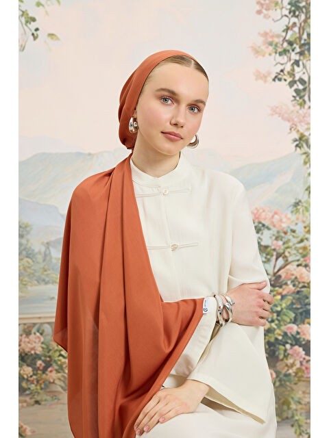 QEF Floş Viskon Düz Şal Badem