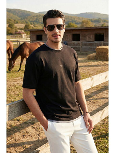 Buratti Regular Fit Bisiklet Yaka Kumaş T Shirt 5904091 - S000526577-19351