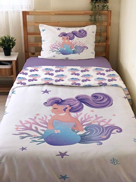 Evmila Çift Taraflı Prenses Kız Desenli Çarşafsız Takım Tek Kişilik Nevresim Takımı 160x220 Cm - S000123317-23173