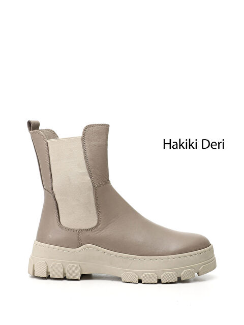 GÖNDERİ(R) Kadın KOYU VİZON Kauçuk Taban Hakiki Deri Chelsea Bot - S000493474-9561