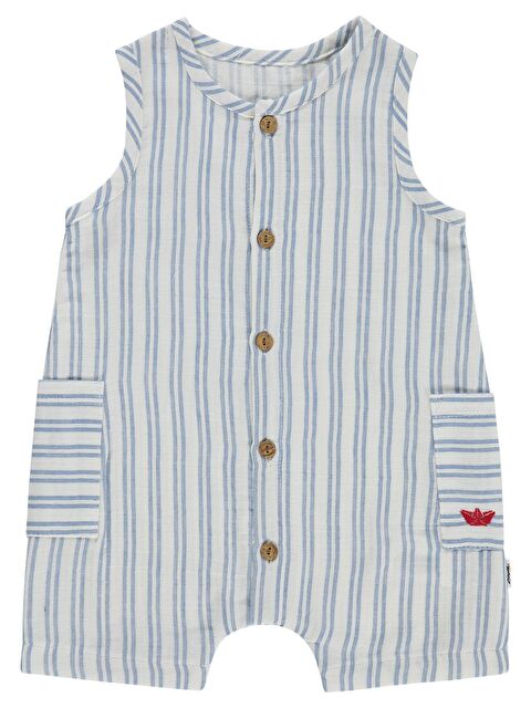 Civil Baby Çizgili Yan Cepli 6-18 Ay Tulum - Mavi 6-9 Ay - S000526786-19990