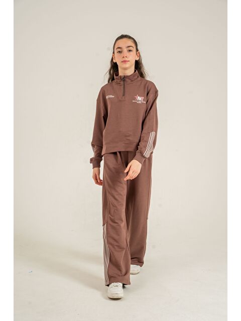 Mışıl Kids The City  That Never Sleeps Baskılı Üst Ön Boydan Fermuarlı Kız Çocuk Alt Üst Eşofman Takımı