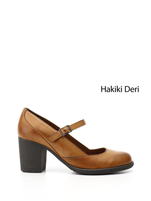 GÖNDERİ(R) Kadın KAHVERENGİ-TABA Kalın Topuklu Mary Jane Hakiki Deri Ayakkabı - S000493510-37323