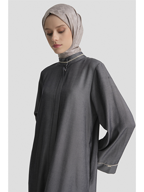 ARMİNE Parlak Yüzeyli Taşlı Ferace Gri Melanj - S000518196-20600