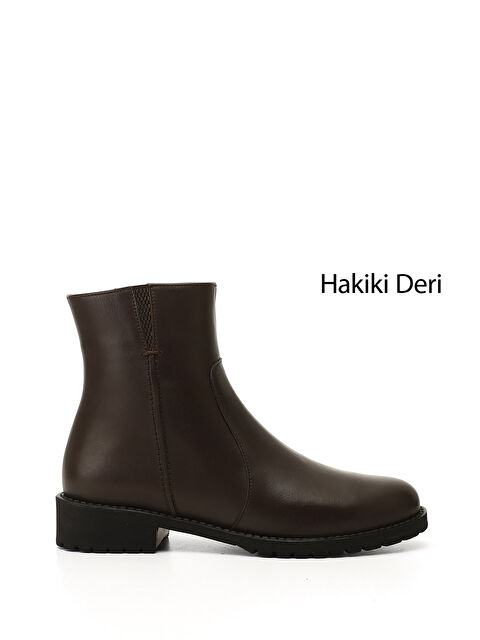GÖNDERİ(R) Kadın KOYU KAHVE Fermuarlı Kauçuk Taban Hakiki Deri Bot - S000493480-29704