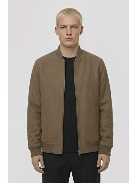 Sabri Özel Giotelli Camel Regular Fit Yünlü Bomber Yaka Kaşe Erkek Mont - S000524393-4557