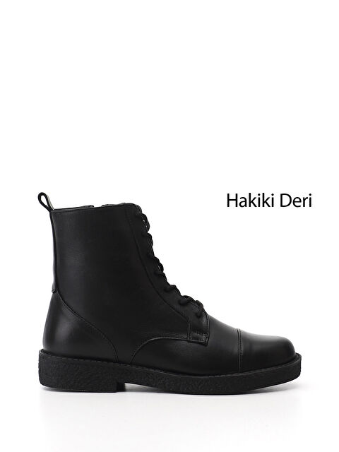 GÖNDERİ(R) Kadın SİYAH Fermuarlı Kauçuk Taban Hakiki Deri Postal Bot - S000493477-19351