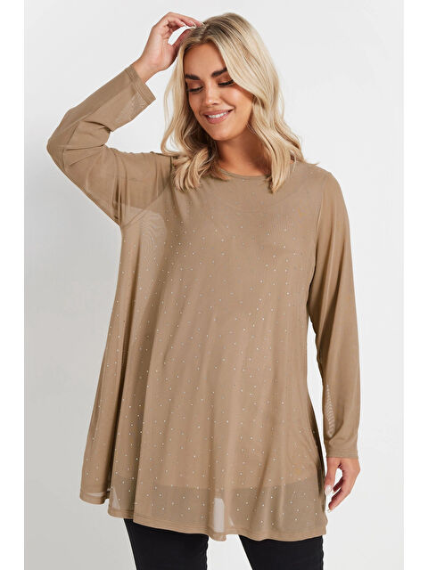 Stil Diva Büyük Beden Uzun Kollu İçi Astarlı Taş İşlemeli Bluz 303787 - S000327520-19413