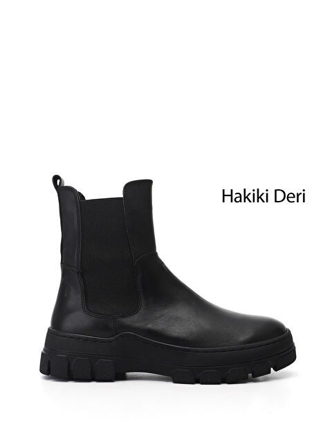GÖNDERİ(R) Kadın SİYAH Kauçuk Taban Hakiki Deri Chelsea Bot - S000493474-19351