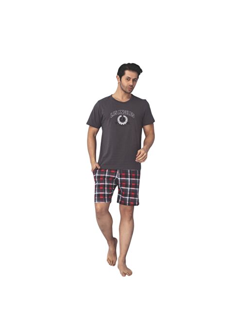 Güneş Erkek Kısa Kol %100 Pamuk Şortlu Pijama Takımı - S000361675-33408