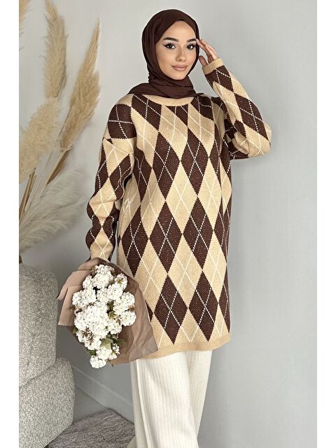 Julude Gülseli Desenli Simli Tesettür Triko Tunik - S000517566-19928