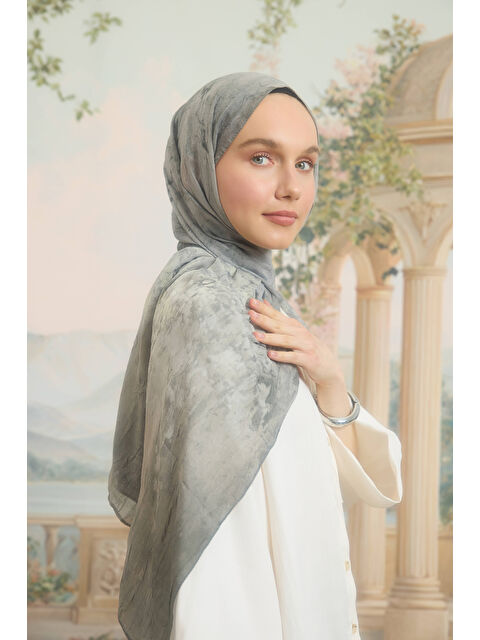 QEF Vela Desenli Pamuk Şal Soft Yeşil