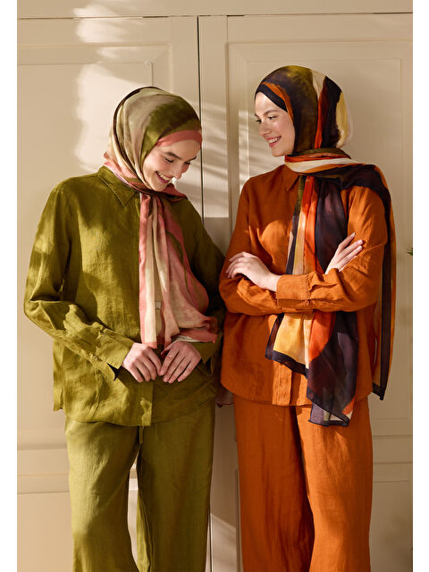 Fresh Scarfs Color Waves Desen Rami Şal Sahra - S000420345-9647