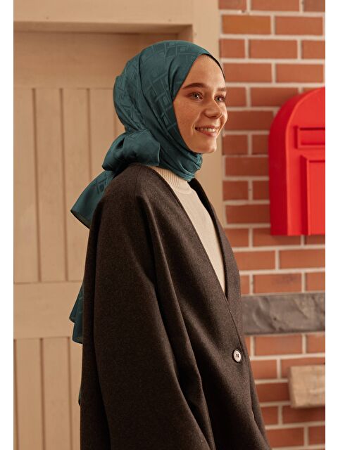 Fresh Scarfs Porto Jakarlı Şal Petrol - S000420348-20019