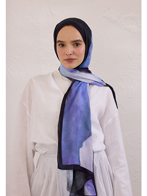 Fresh Scarfs Color Waves Desen Rami Şal Mavi - S000420345-17234