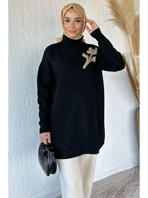 Julude Gülseli Boğazlı Tesettür Triko Tunik - S000517568-19351