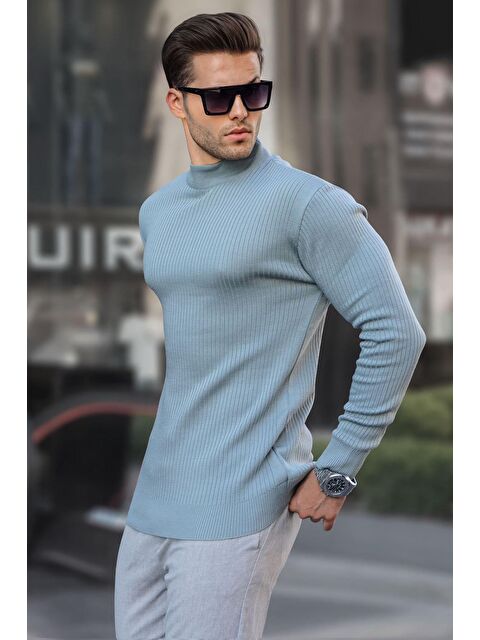 Madmext Su Yeşili Balıkçı Yaka Erkek Triko Kazak 6822 - S000056815-20054