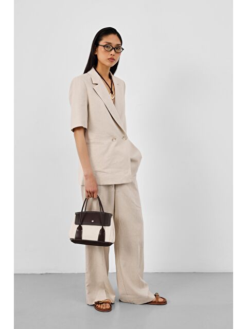 Shulebags Suede Garnili Kanvas El Ve Çapraz Kahve